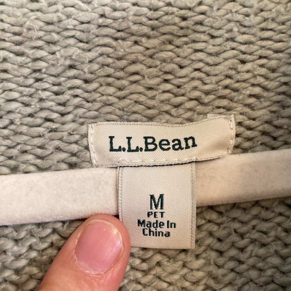 LL Bean Sage Green Cotton Knit Full Zip Cottagecore Cardigan Sweater Size Medium - Picture 6 of 13
